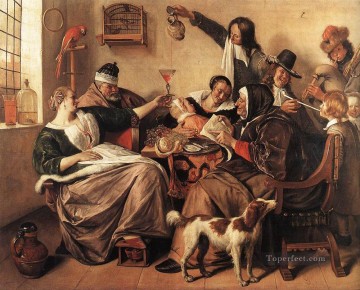 Jan Steen Painting - La familia de artistas pintor de género holandés Jan Steen